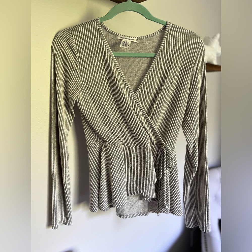 Grey and white striped top